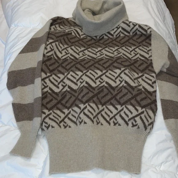 Christian Dior Angora wool sweater cowl neck M tan brown
